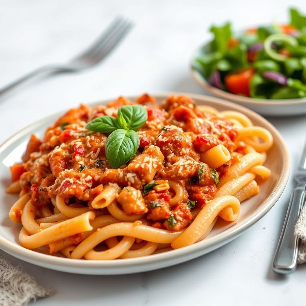 Meatless Baked Ziti serving